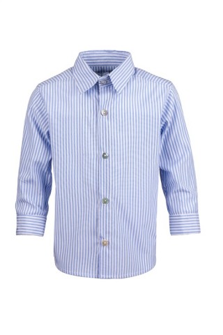 Βαπτιστικό πουκάμισο oxford βαμβακερό ριγέ λευκό-γαλάζιο
