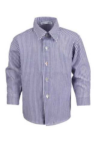 Βαπτιστικό πουκάμισο oxford βαμβακερό ριγέ λευκό-μπλε